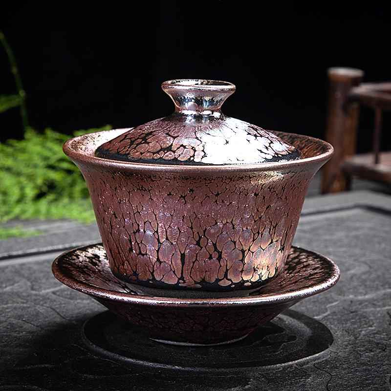 Succulent Tea Set Jian Zhan- Kiln Temmoku