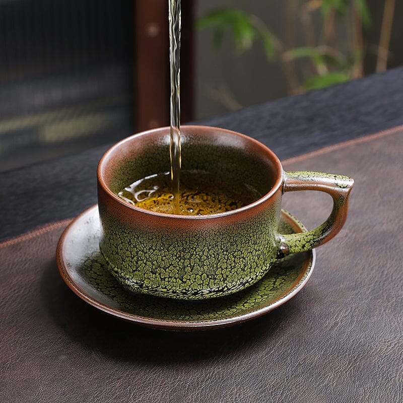 Sunflower Coffee Cup Jian Zhan- Kiln Temmoku