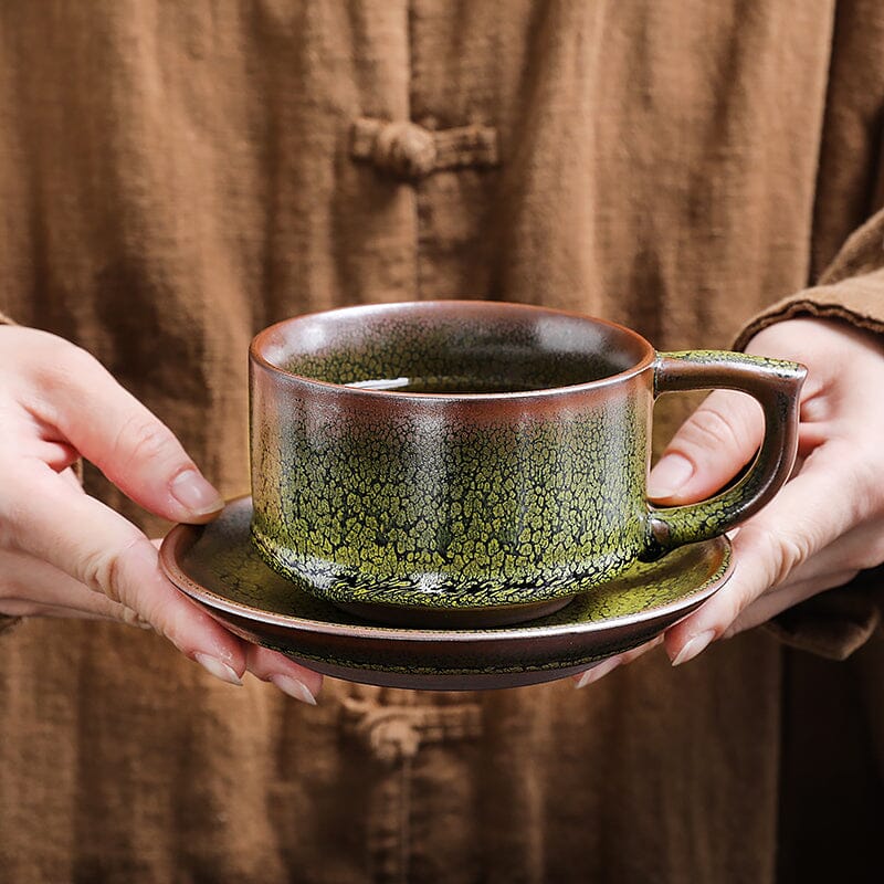 Sunflower Coffee Cup Jian Zhan- Kiln Temmoku