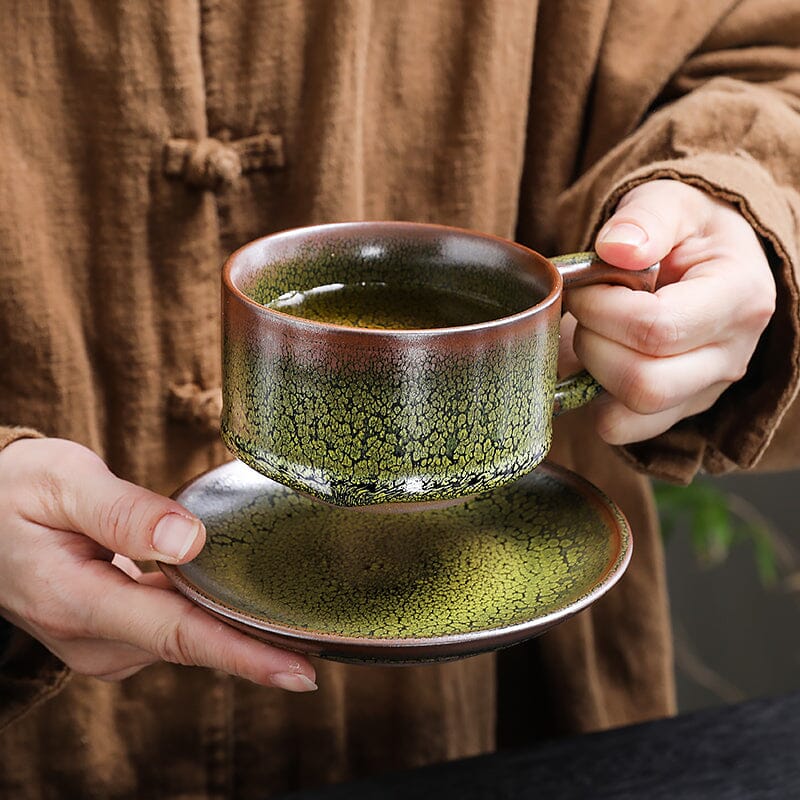 Sunflower Coffee Cup Jian Zhan- Kiln Temmoku