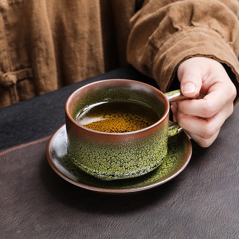 Sunflower Coffee Cup Jian Zhan- Kiln Temmoku