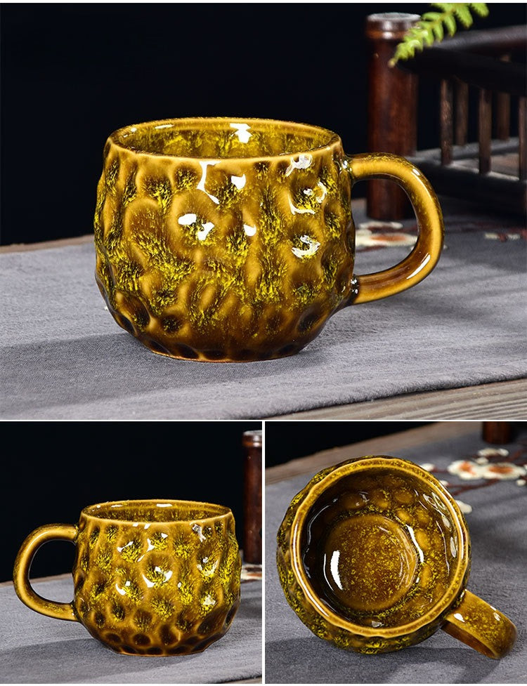 Hammered Nebula Coffee Cup -jian zhan Kiln Temmoku  glaze