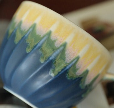 Sunset Ridge Fluted Coffee Cup -jian zhan Kiln Temmoku  glaze