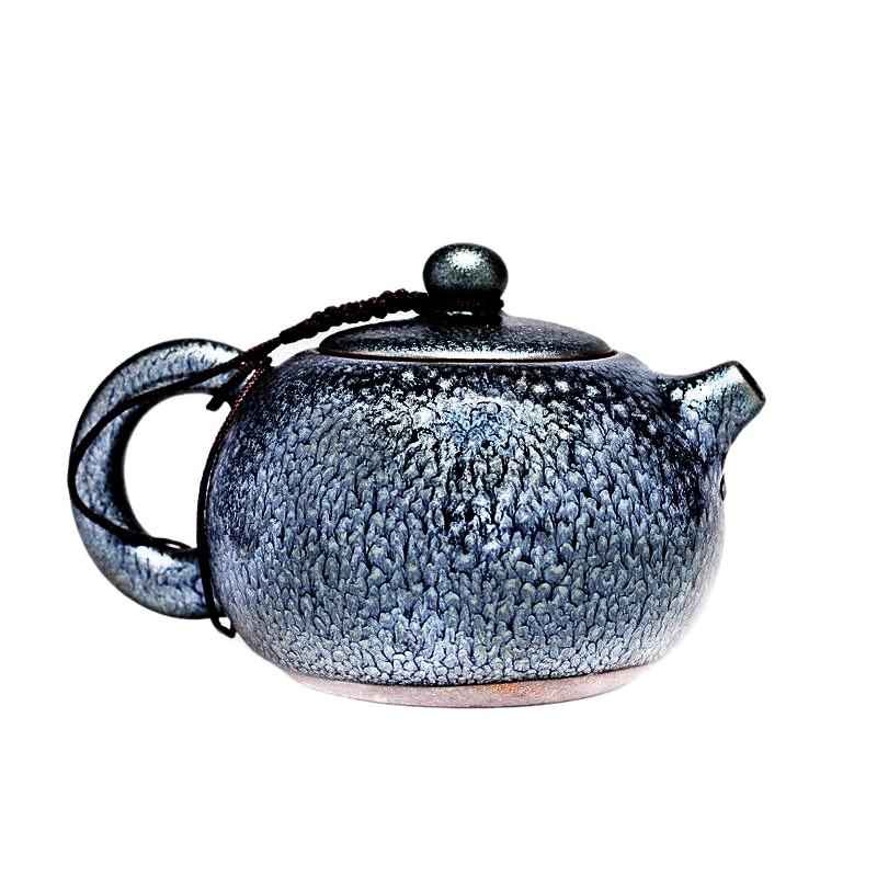 Bloom Teapot Jian Zhan- Kiln Temmoku