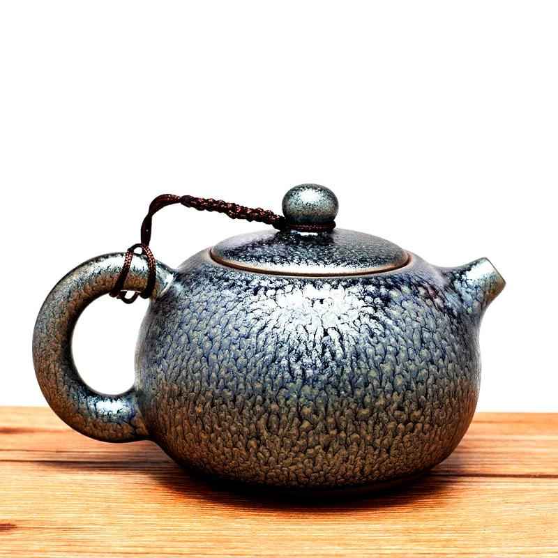 Bloom Teapot Jian Zhan- Kiln Temmoku