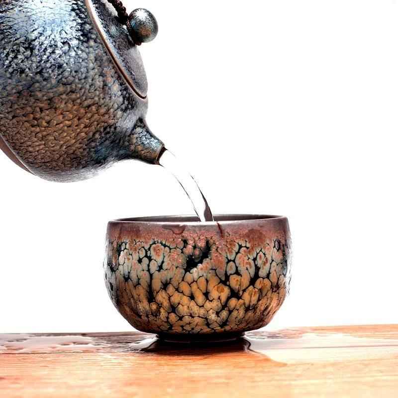 Bloom Teapot Jian Zhan- Kiln Temmoku