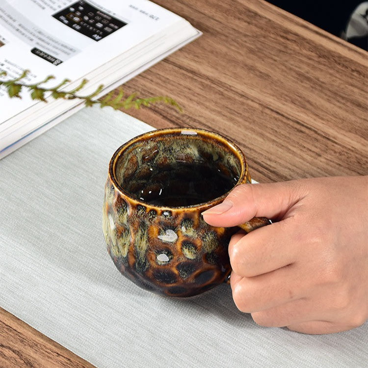 Hammered Nebula Coffee Cup -jian zhan Kiln Temmoku  glaze