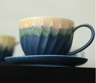 Sunset Ridge Fluted Coffee Cup -jian zhan Kiln Temmoku  glaze