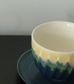 Sunset Ridge Fluted Coffee Cup -jian zhan Kiln Temmoku  glaze