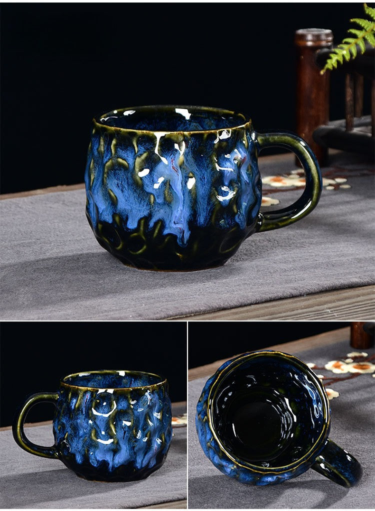 Hammered Nebula Coffee Cup -jian zhan Kiln Temmoku  glaze