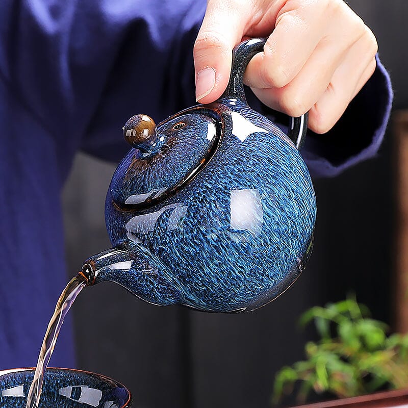 Iceberg Teapot Jian Zhan- Kiln Temmoku