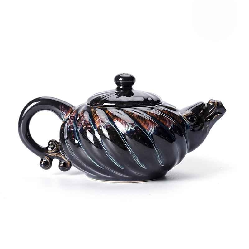 Palm Teapot Jian Zhan- Kiln Temmoku