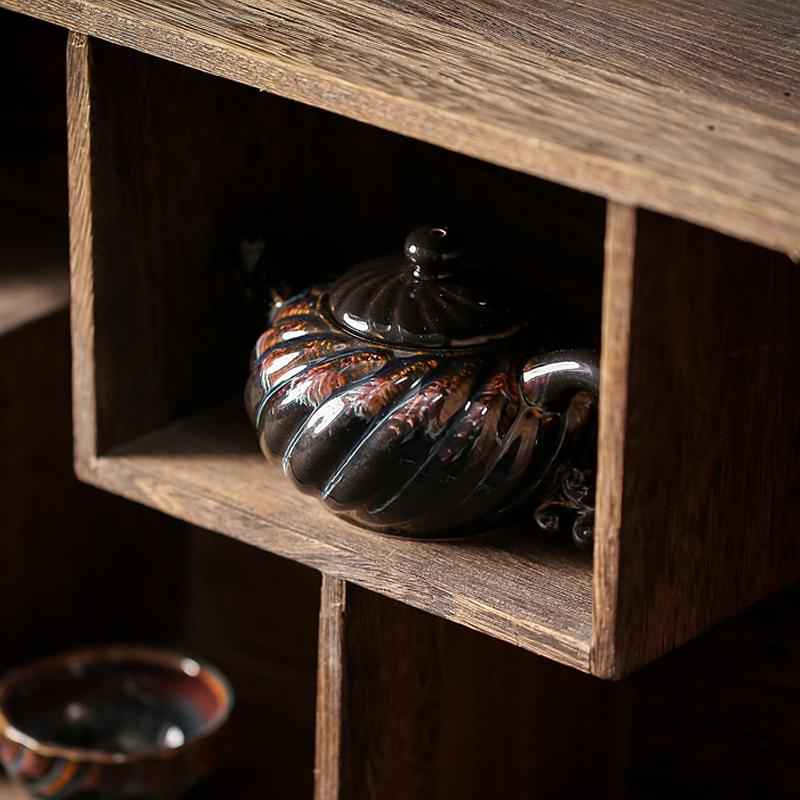 Palm Teapot Jian Zhan- Kiln Temmoku