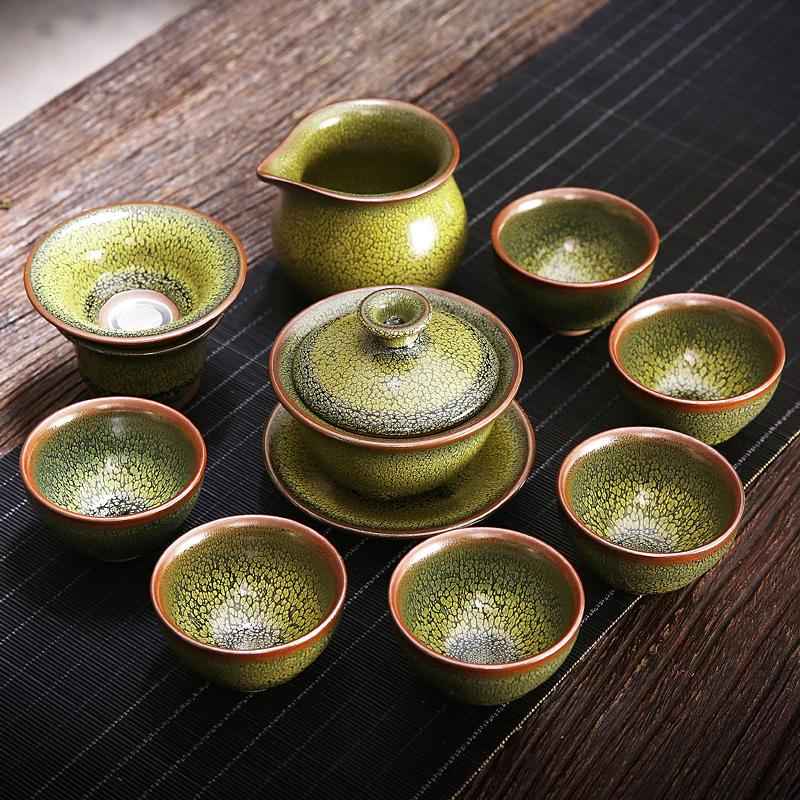 Sunflower Tea Set Jian Zhan- Kiln Temmoku