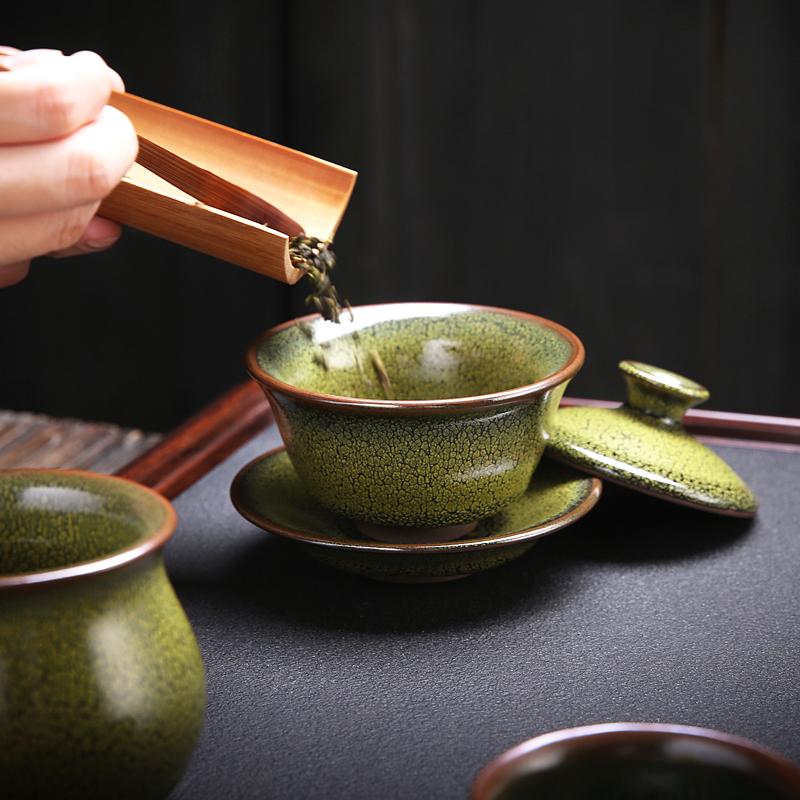 Sunflower Tea Set Jian Zhan- Kiln Temmoku