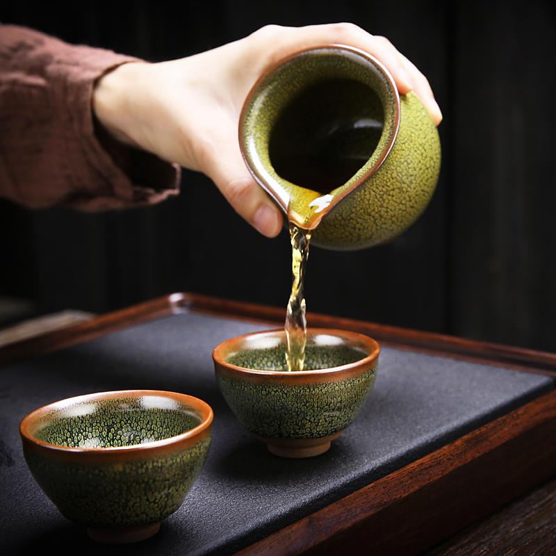 Sunflower Tea Set Jian Zhan- Kiln Temmoku