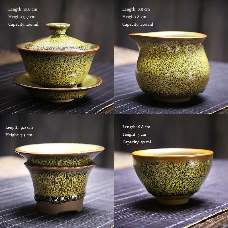 Sunflower Tea Set Jian Zhan- Kiln Temmoku