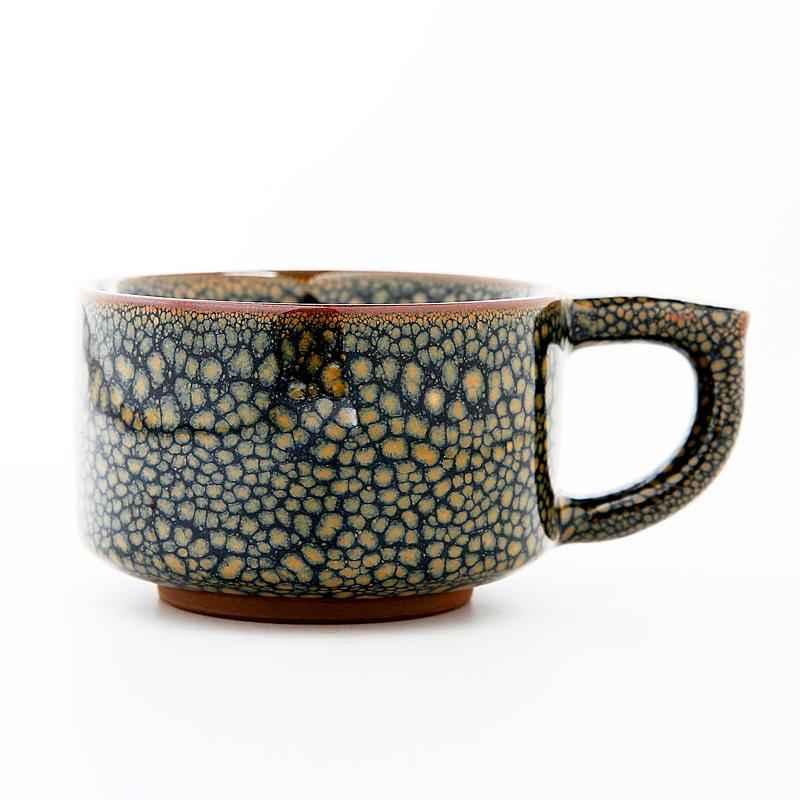 Wood Coffee Cup Jian Zhan- Kiln Temmoku